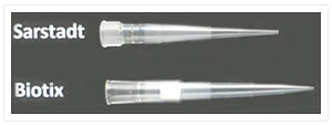 Photo showing both a filtered and non-filtered pipet tip.